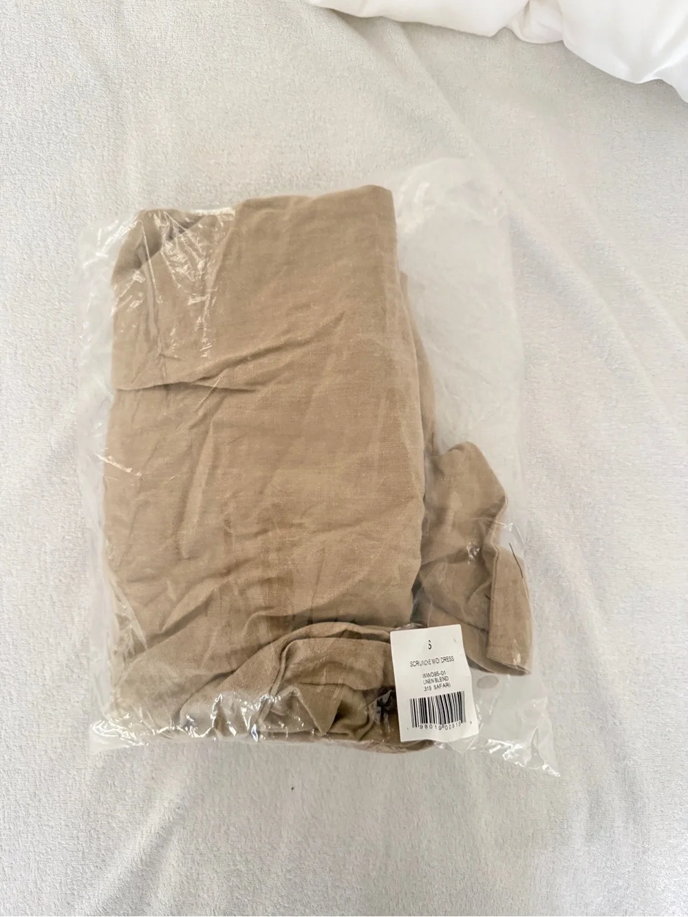 NWT-WeWoreWhat Linen blend Ruched Midi Dress in Safari- S
